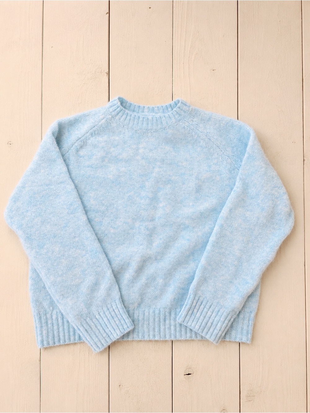 Soft Blue Mohair Knit Crewneck Sweater Fall Winter